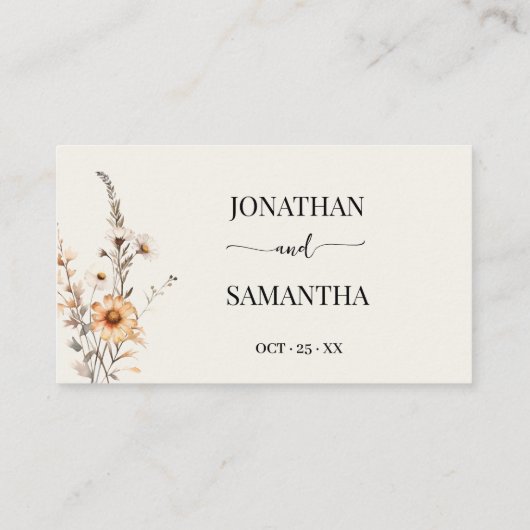 秋ワイルドフラワーズボ結婚ホのゲスト名 プレイスカード (裏面)