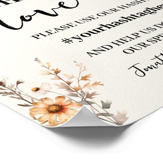 秋ワイルドフラワーズ共有ザラブウェディングシャワー ポスター (角)