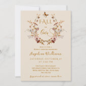 秋ワイルドフラワーテラコッタエレガントブライダルシャワー 招待状 (正面)