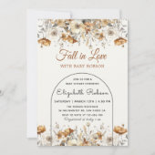 秋ワイルドフラワーテラコッタ秋の赤ちゃんシャワー 招待状 (正面)
