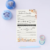 秋ワイルドフラワーノート結婚カップルのゲームカード チラシ (シングル)