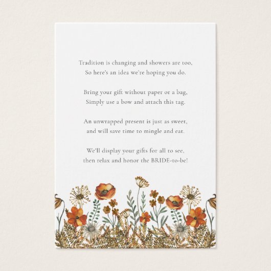 秋ワイルドフラワーノーラップシャワー表示ギフトラベル (正面)