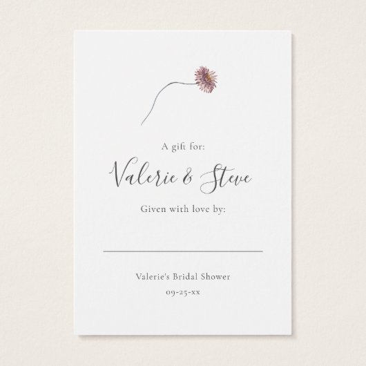 秋ワイルドフラワーノーラップシャワー表示ギフトラベル (裏面)