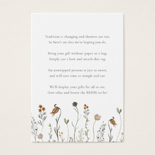 秋ワイルドフラワーノーラップシャワー表示ギフトラベル (正面)