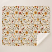 秋ワイルドフラワーパターン – 秋のフローラ シェルパブランケット (正面(横))