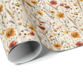 秋ワイルドフラワーパターン – 秋のフローラ ラッピングペーパー (ロールコーナー)