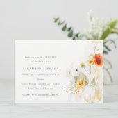 秋'ワイルドフラワーパンプキンウォーターカラー誕生日 招待状 (スタンド正面)