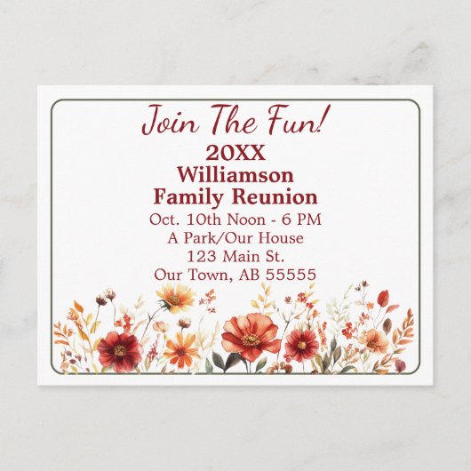 秋ワイルドフラワーファミリー懇親会はがきに参加 シーズンポストカード (正面)