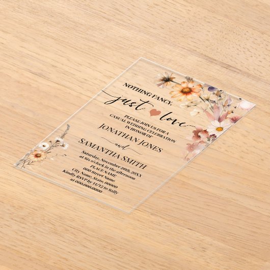 秋ワイルドフラワーファンシーは単なる愛の駆け落ち アクリル招待状 (レイダウン)