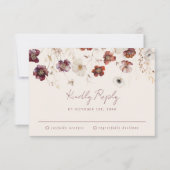 秋ワイルドフラワーフィールドベージュ結婚ズ 出欠カード (正面)
