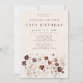 秋ワイルドフラワーフィールド誕生日パーティー 招待状 (正面)