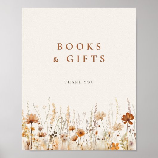 秋ワイルドフラワーフィールド赤ちゃんシャワー本のギフト ポスター (正面)