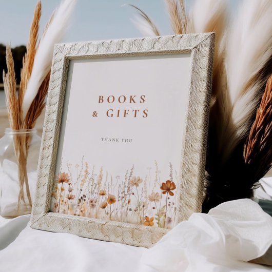 秋ワイルドフラワーフィールド赤ちゃんシャワー本のギフト ポスター