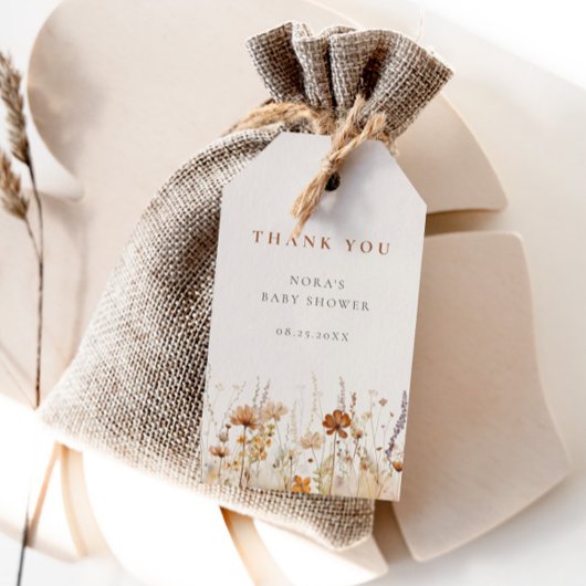 秋ワイルドフラワーフィールド赤ちゃんシャワー ギフトタグ