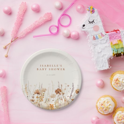 秋ワイルドフラワーフィールド赤ちゃんシャワー ペーパープレート (パーティー)
