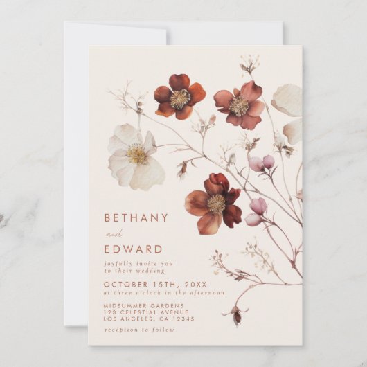 秋ワイルドフラワーフィー結婚ルド 招待状 (正面)