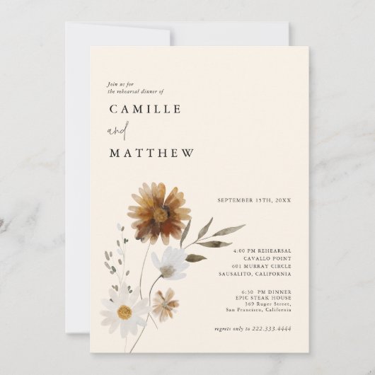秋ワイルドフラワーフォトリハーサルディナー招待状 招待状 (正面)