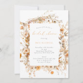 秋ワイルドフラワーフレームボホブライダルシャワー 招待状 (正面)