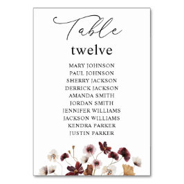 秋ワイルドフラワーフローラテーブル番号座席表 テーブルナンバー