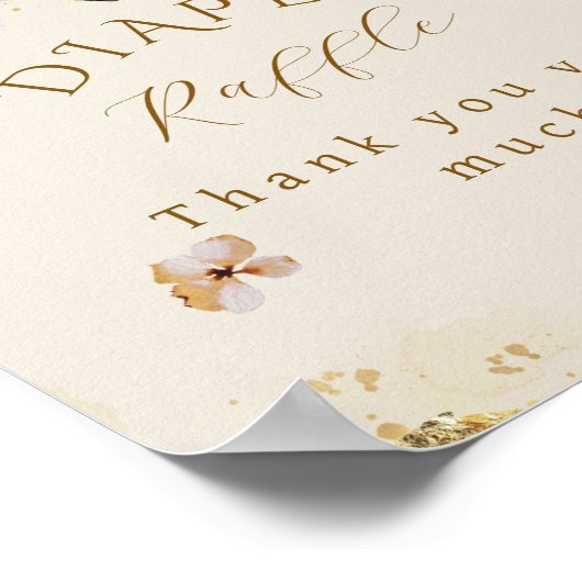 秋ワイルドフラワーフローラベビーガールシャワーおむつ ポスター (角)