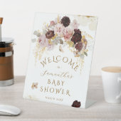 秋ワイルドフラワーフローラベビーガールシャワーへようこそ 台座サイン (インサイチュ)