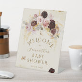 秋ワイルドフラワーフローラベビーガールシャワーへようこそ 台座サイン (インサイチュ)