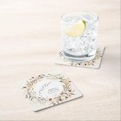 秋ワイルドフラワーフローラ秋リースBOHO 結婚's スクエアペーパーコースター (インサイチュ)