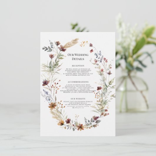 秋ワイルドフラワーフローラ結婚リースの詳細 招待状 (スタンド正面)