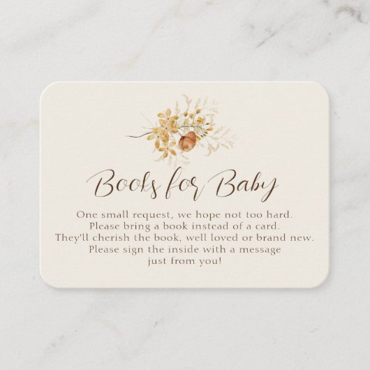 秋ワイルドフラワーブックベイビーシャワーインサート エンクロージャーカード (正面)