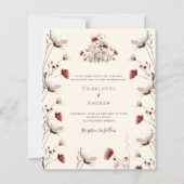 秋ワイルドフラワーブルゴーニュ結婚式招待状 (正面)