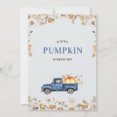 秋ワイルドフラワーブルーパンプキントラックベビーシャワー 招待状 (裏面)