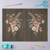 秋ワイルドフラワーブーケパンパスグラスデクページアート 薄葉紙 (クラフト)