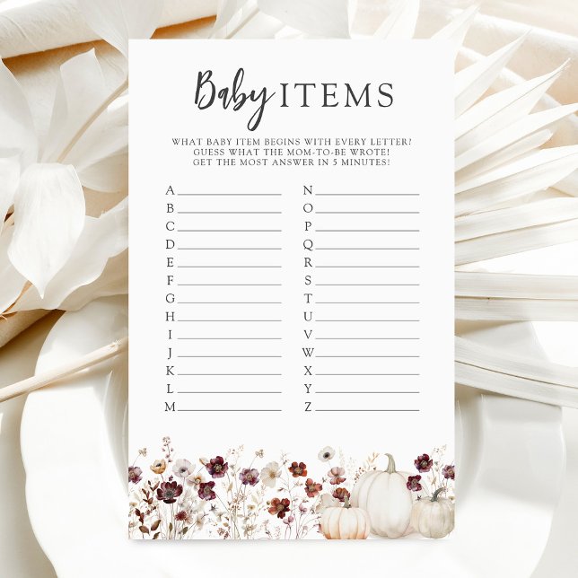 秋ワイルドフラワーベビーシャワーベビーアイテムゲーム (クリエイターアップロード済み)