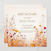 秋ワイルドフラワーベビーシャワー招待状 招待状 (正面/裏面)