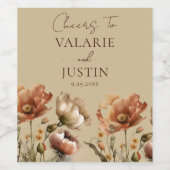 秋ワイルドフラワーベージュ結婚の応援 ワインラベル (シングルラベル)