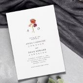 秋ワイルドフラワーボタニカルモノグラムQRコード結婚ズ 招待状