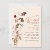秋ワイルドフラワーボホーガーデンフローラブライダルシャワー 招待状 (正面)