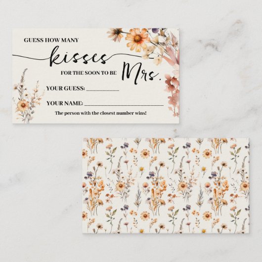 秋ワイルドフラワーミセス・ゲームカードのキス数 プレイスカード (正面/裏面)