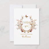 秋ワイルドフラワーミニマルエレガントブライダルシャワー サンキューカード (正面)