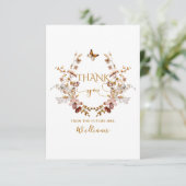 秋ワイルドフラワーミニマルエレガントブライダルシャワー サンキューカード (スタンド正面)