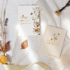 秋ワイルドフラワーミニマルエレガントリストベビーシャワー サンキューカード