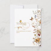 秋ワイルドフラワーミニマルエレガントリストベビーシャワー サンキューカード (正面)