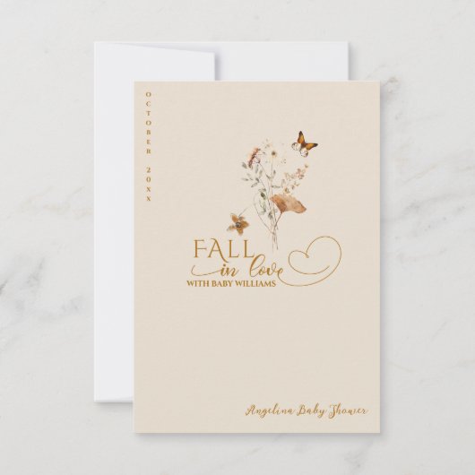 秋ワイルドフラワーミニマルエレガントリストベビーシャワー サンキューカード (裏面)