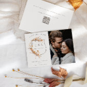 秋ワイルドフラワーモノグラムクレストQRフォト結婚ズ セーブザデート