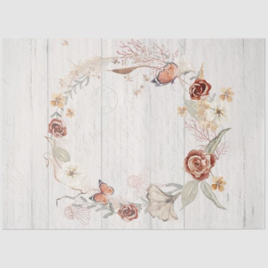 秋ワイルドフラワーリースバタフライパンパスデクページ 薄葉紙 (正面)