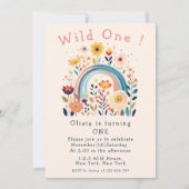 秋ワイルドフラワーワイルドワンファースト誕生日招待状 招待状 (正面)