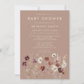 秋ワイルドフラワー牧草地タウペベビーシャワー 招待状 (正面)