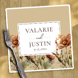 秋ワイルドフラワー結婚ズフローラナプキン スタンダードカクテルナプキン