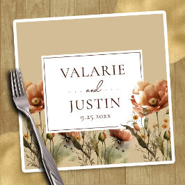 秋ワイルドフラワー結婚ズフローラナプキン スタンダードカクテルナプキン