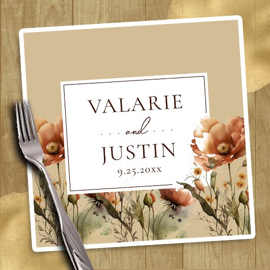 秋ワイルドフラワー結婚ズフローラナプキン スタンダードカクテルナプキン